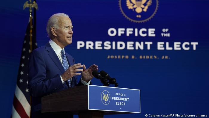 Joe Biden spricht als desigierter Präsdient in Wilmington USA Klima