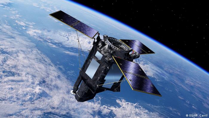 Artist impression of the SeoSat-Ingenio satellite in space, a Spanish Earth Observation mission