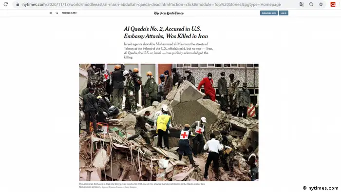 Screenshot NYT | Iran Abdullah Ahmed Abdullah Al-Qaidas Nummer zwei getötet