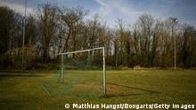 KARLSRUHE, GERMANY - MARCH 15: A goal on an empty football training ground seen on March 15, 2020 in Karlsruhe, Germany. As the number of confirmed cases of coronavirus infection continues to rise most sports events in Germany are being cancelled. (Photo by Matthias Hangst/Bongarts/Getty Images)