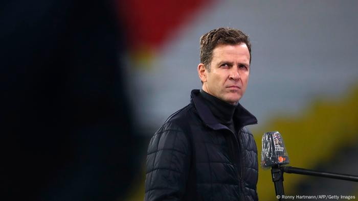 DFB-Fußballdirektor Oliver Bierhoff wird vor einem Deutschlandspiel interviewt