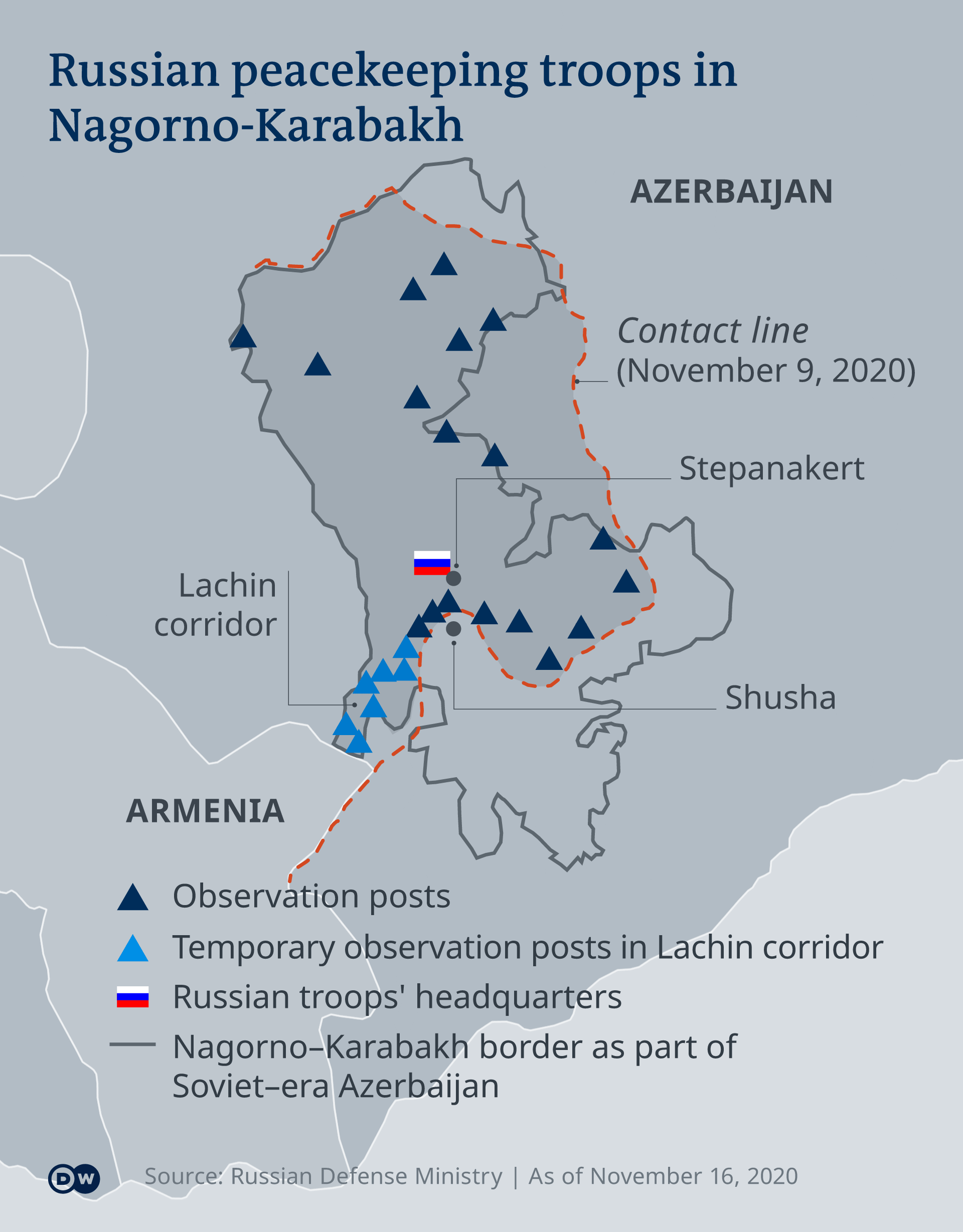 Map showing Russia peacekeeping contingents in Nagorno-Karabakh