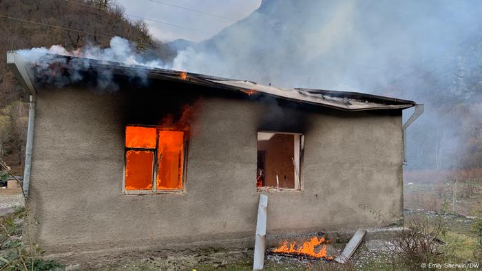 A burning how in the district of Kalbajar A burning how in the district of Kalbajar
