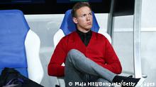 SINSHEIM, GERMANY - OCTOBER 02: Julian Nagelsmann, Head Coach of 1899 Hoffenheim looks on prior the Group F match of the UEFA Champions League between TSG 1899 Hoffenheim and Manchester City at Wirsol Rhein-Neckar-Arena on October 2, 2018 in Sinsheim, Germany. (Photo by Maja Hitij/Bongarts/Getty Images)
