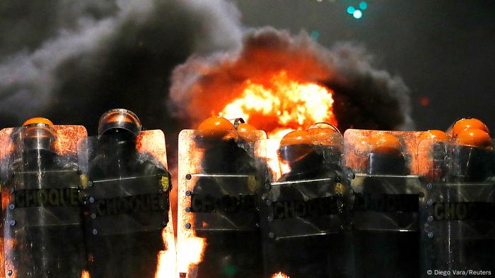 Protest in Brazil riot police