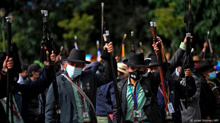 Foto de líderes indígenas en protesta en Guatemala