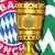 Der DFB-Pokal und die Embleme der Pokalteilnehmer Bayern München und Werder Bremen (Foto: dpa)