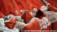 05.10.2019, Vatikan, Vatikanstadt: Mehrere Kardinäle sitzen mit ihren Biretta-Hüten im Schoß in der Peterskirche. Papst Franziskus wird bei einem Konsistorium 13 neue Kardinäle ernennen. Foto: Andrew Medichini/AP/dpa +++ dpa-Bildfunk +++ |