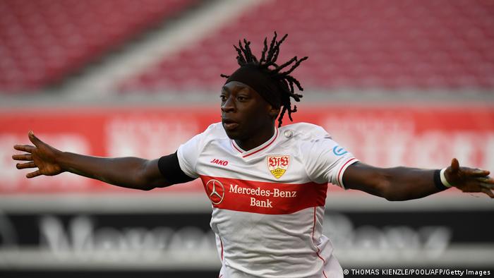  Tanguy Coulibaly celebrates his goal for Stuttgart