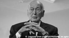 Former French President Valery Giscard d'Estaing looks on at the conference of the fiftieth anniversary of the election of Georges Pompidou to the Presidency of the Republic: With Georges Pompidou, think France: inheritances and perspectives in paris on June 20, 2019. - A man of letters who became a statesman, Georges Pompidou, whose election 50 years ago as President of the Republic was celebrated by Emmanuel Macron on June 19, 2019, firmly held the reins of the country which was galloping towards prosperity and which he helped to modernize. the best and worst. (Photo by JACQUES DEMARTHON / AFP) (Photo by JACQUES DEMARTHON/AFP via Getty Images)