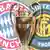 Bayern and Inter Milan badges and Champions League trophy