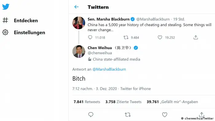 Screenshot Twitter Chen Weihua 