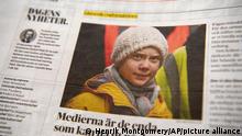 Climate activist Greta Thunberg, 17, is pictured as she appears as a guest editor-in chief of Swedish daily newspaper Dagens Nyheter for Sunday Dec. 6, 2020. The national newspaper is edited by Greta Thunberg for one day, with almost one hundred pages, and more than half are devoted to the climate crisis. (Henrik Montgomery / TT via AP)
