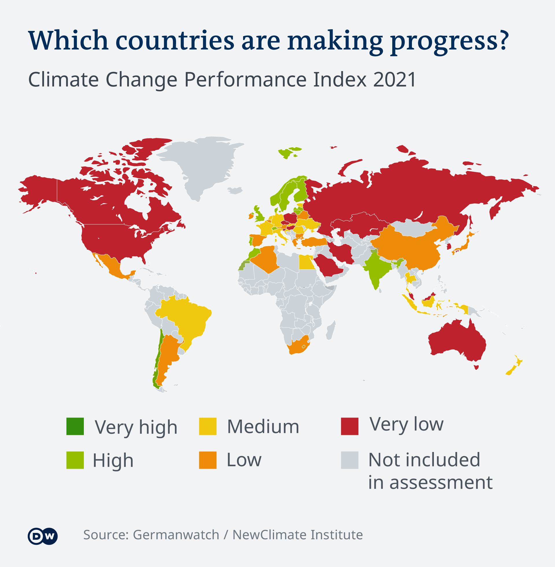 World map of the Climate Change Performance Index 2021