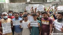 Traders of City Plaza Market in Fulbaria in Dhaka staged demonstration against eviction attempt by Dhaka South City Corporation on Tuesday (08.12.20).