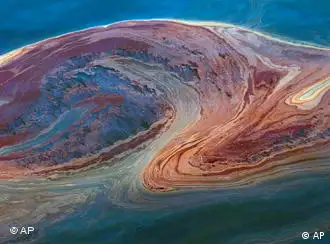 Oil from the leaking Deep Horizon oil rig is seen swirling through the currents in the Gulf of Mexico