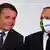O presidente Jair Bolsonaro e seu ministro da Saúde, Eduardo Pazuello. Apenas este usa máscara, estampada com meia bandeira do Brasil e o símbolo do SUS