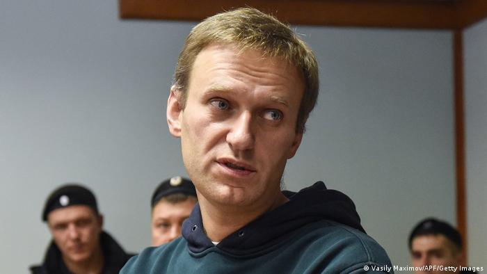 Alexei Navalny at a Moscow court in 2018