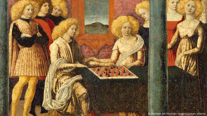 Painting The Chess Players by Liberale da Verona (c. 1475)