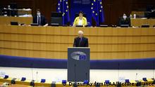 BRUSSELS, BELGIUM - DECEMBER 15: High Representative of EU for Foreign Affairs and Security Policy Joseph Borrell makes a speech during European Parliament plenary session in Brussels, Belgium on December 15, 2020. Dursun Aydemir / Anadolu Agency