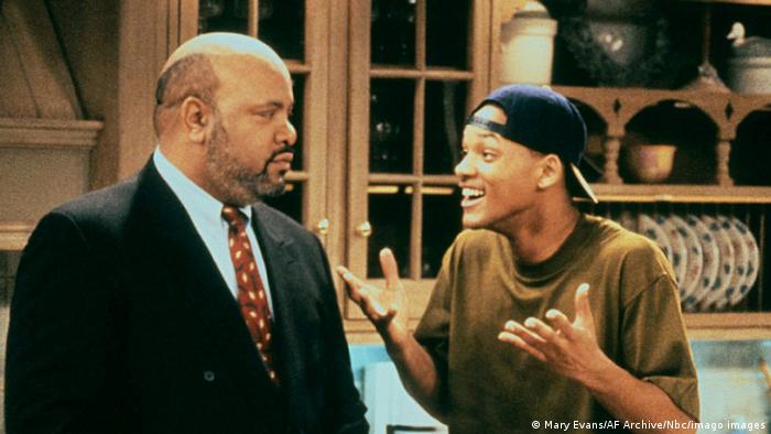 James Avery and Will Smith on the set of the Fresh Prince of Bel-Air