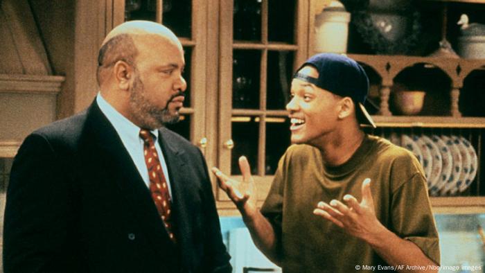 James Avery and Will Smith on the set of the Fresh Prince of Bel-Air