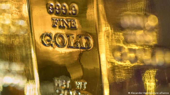 A gold bar with the inscription that reads Fine Gold (file photo)