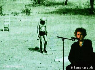 Schlingensief speaking in front of a film, 2010