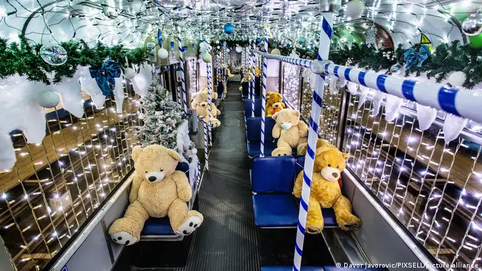 Teddy bears on tram seats to maintain social distancing in Croatia