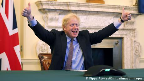 UK Prime Minister Boris Johnson with thumbs up