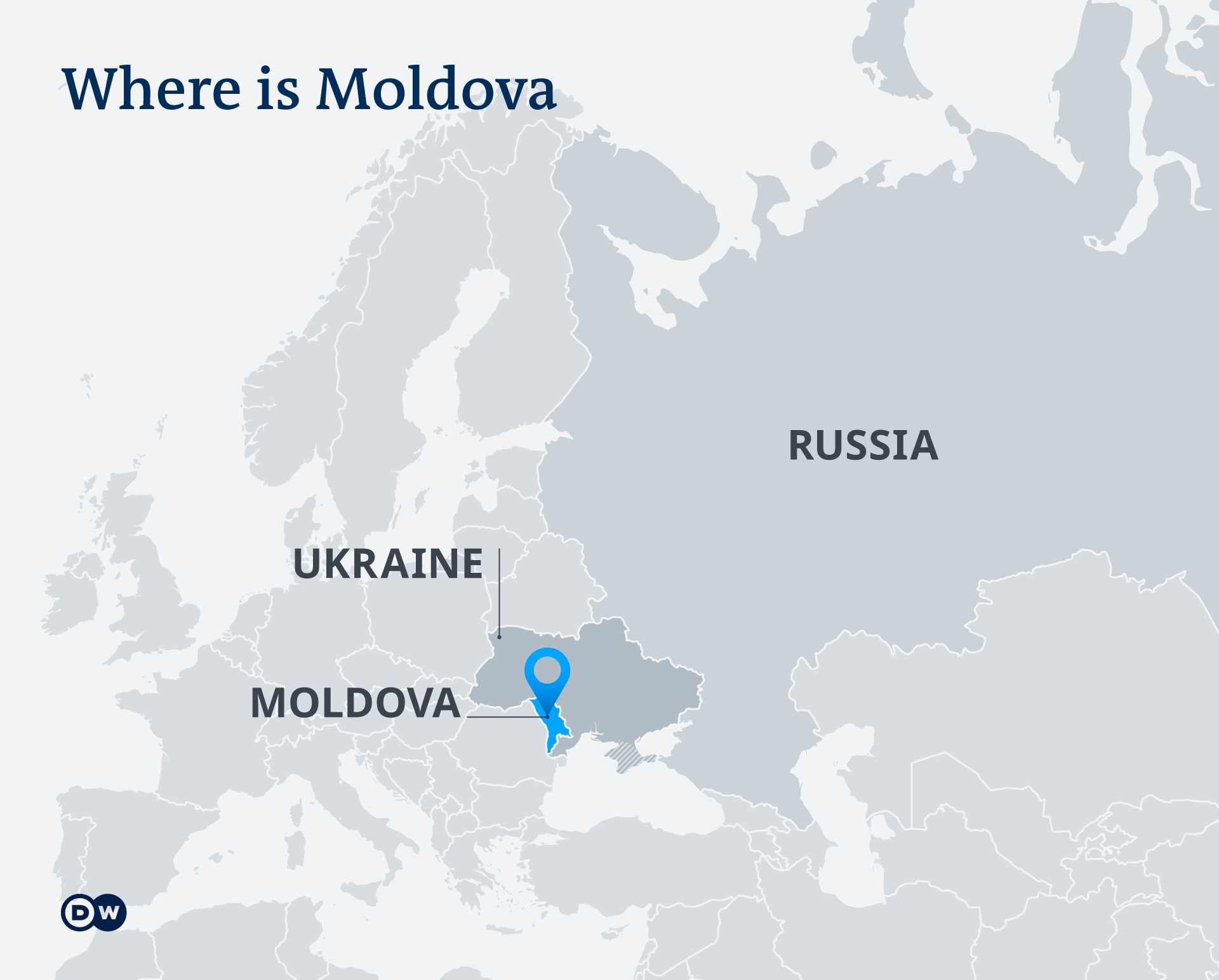 A European map highlights Moldova's location