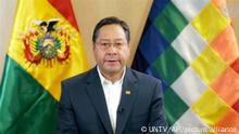 In this image made from UNTV video, Luis Arce, President of Bolivia, speaks in a pre-recorded message which was played during the U.N. General Assembly's special session to discuss the response to COVID-19 and the best path to recovery from the pandemic, Thursday, Dec. 3,2020, at UN headquarters, in New York. (UNTV via AP).