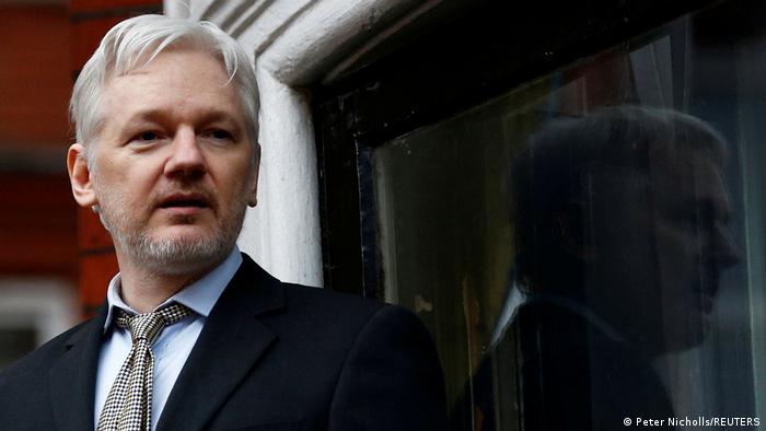 WikiLeaks founder Julian Assange at the balcony of the Ecuadorian Embassy in 2016