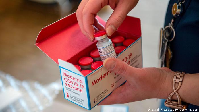 A box of Moderna's COVID vaccine