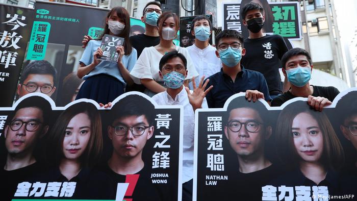 Pictures of pro-democracy activists in Hong Kong who were arrested.