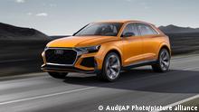 The undated image provided via the Audi MediaCenter shows Audi Q8 sport concept. Global automakers are rolling out more production-ready electric vehicles at the Geneva International Motor Show as they try to challenge Tesla and get ahead of looming disruptive shifts in transportation toward lower-emission and autonomous vehicles. The carmakers will show off their wares during press days Monday evening through Wednesday; the show opens to the public on Thursday and runs through March 18. (Audi via AP)