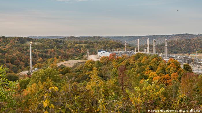 A natural gas fracking pad in West Virginia