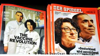 Обложки журналов Time и Spiegel с портретами основателей фирмы BioNTech