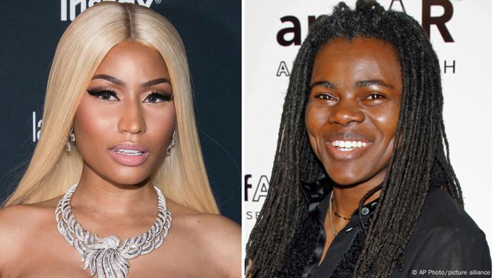 A double portrait of Nicki Minaj (left) and Tracy Chapman (right)