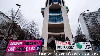 Берлин, январь 2021. Протест экоактивистов перед штаб-квартирой социал-демократов против газопровода