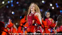 Shakira performs during the Pepsi Super Bowl LIV Halftime Show at Hard Rock Stadium in Miami Gardens, Fla., on Sunday, Feb. 2, 2020. (Al Diaz/Miami Herald/TNS) Photo via Newscom picture alliance