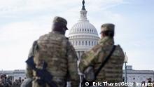 WASHINGTON, DC - JANUARY 16: National Guard troops assemble outside of the U.S. Captiol on January 16, 2021 in Washington, DC. After last week's riots at the U.S. Capitol Building, the FBI has warned of additional threats in the nation's capital and in all 50 states. According to reports, as many as 25,000 National Guard soldiers will be guarding the city as preparations are made for the inauguration of Joe Biden as the 46th U.S. President. (Photo by Eric Thayer/Getty Images)
