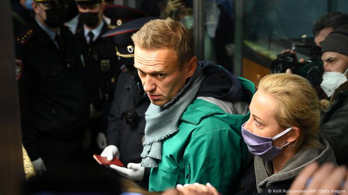 Alexei Navalny antes da prisão no Aeroporto de Moscou