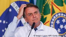 Brazil's President Jair Bolsonaro attends a ceremony at the Planalto Palace in Brasilia, Brazil on January 12, 2021. (Photo by Sergio Lima / AFP) (Photo by SERGIO LIMA/AFP via Getty Images)