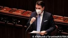 Italy's Prime Minister Giuseppe Conte delivers a speech at the lower chamber of Parliament, in Rome, Italy, January 18, 2021. Alessandra Tarantino/Pool via REUTERS
