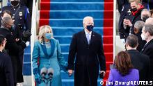 President-elect Joe Biden and his wife Jill Biden arrive for the inauguration of Joe Biden as the 46th President of the United States on the West Front of the U.S. Capitol in Washington, U.S., January 20, 2021. REUTERS/Jim Bourg