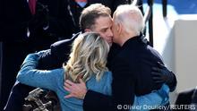 US President Joe Biden and first lady Jill Biden hug Hunter Biden after being sworn in as US president during his inauguration on the West Front of the US Capitol on January 20, 2021 in Washington, DC. - During today's inauguration ceremony Joe Biden becomes the 46th president of the United States. (Photo by OLIVIER DOULIERY / AFP) (Photo by OLIVIER DOULIERY/AFP via Getty Images)