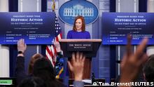 20.01.2021
White House Press Secretary Jen Psaki takes questions from journalists in the James S Brady Press Briefing Room at the White House, after the inauguration of Joe Biden as the 46th President of the United States, U.S., January 20, 2021. REUTERS/Tom Brenner