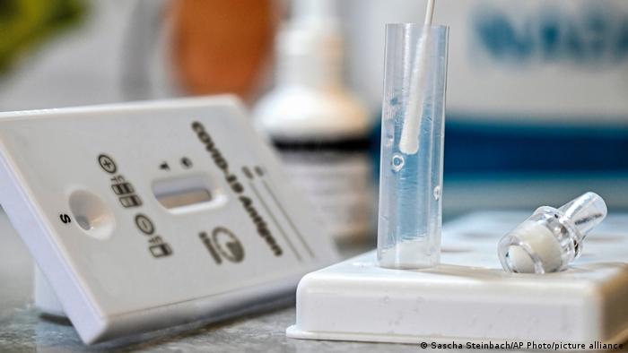 A coronavirus antigen rapid test at Berlin's Charite hospital