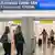 Menschen kommen am Flughafen Stansted in London an und laufen durch das Eingangstor für EU-Bürger